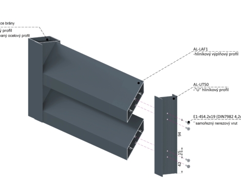 profil na výplň 108x16 mm (žaluzie)